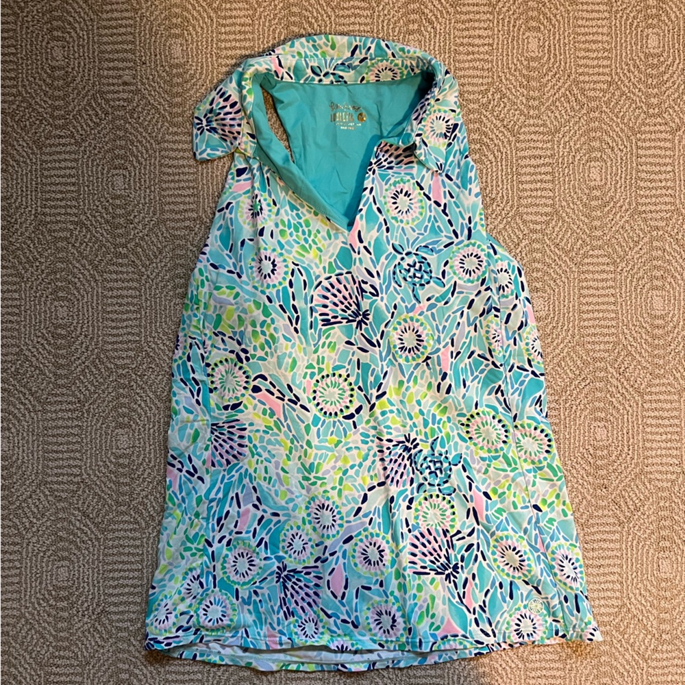 Lilly Pulitzer racetrack golf shirt with built in bra